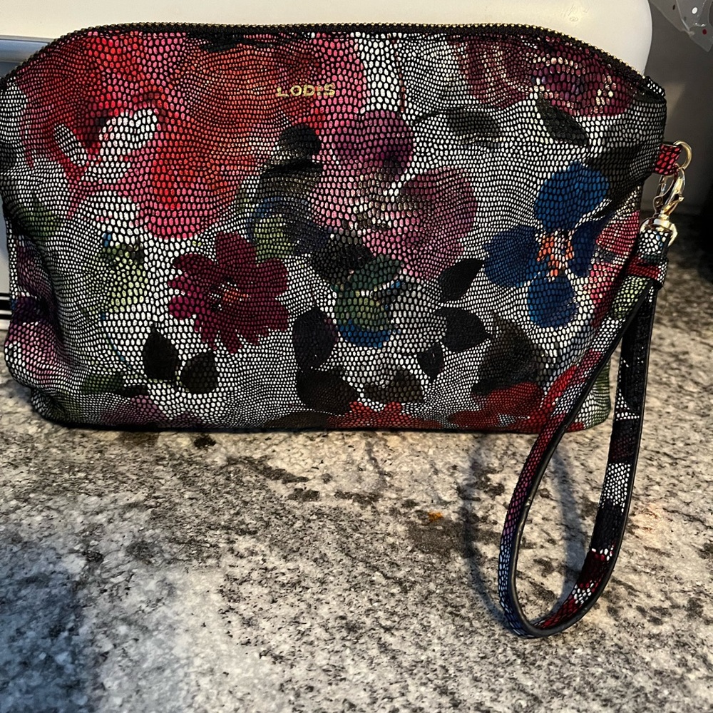 Lodis  Leather Floral  Wristlet Clutch